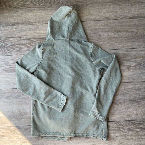 Keysha Washed Cotton Open Front  Hooded Jersey Sweatshirt Made in Italy - Picture 13 of 15